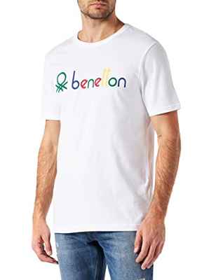 United Colors of Benetton Camiseta 3I1XU100A, Blanco 909, M para Hombre