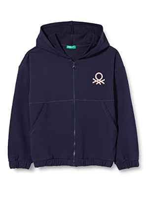 United Colors of Benetton Chaqueta con Gorra M/L 3GNSC500O Sudadera con Capucha DE Manga Larga, Azul Oscuro 252, 150 para Niñas