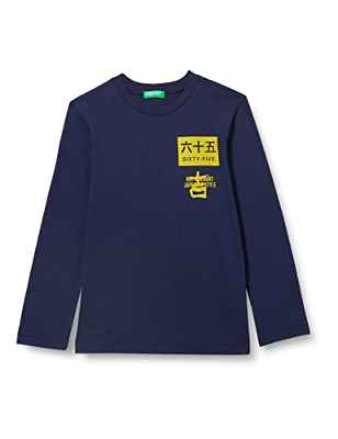 United Colors of Benetton M/L 3ATNC105Y Camiseta DE Manga Larga, Azul Oscuro 252, 122 para Niños