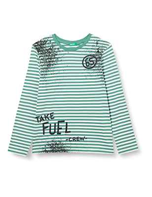 United Colors of Benetton M/L 3XWWC106F Camiseta DE Manga Larga, Patrón de Rayas Verdes 908, 140 para Niños