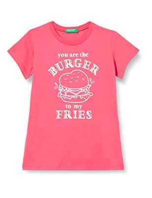 United Colors of Benetton T-Shirt 3096C104V Camiseta, Rosso Fragola 249, S para Niñas