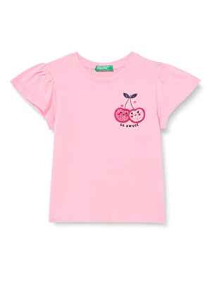 United Colors of Benetton T-Shirt 3096g107z Camiseta, Rosa Intenso 05f, 4 años para Niñas