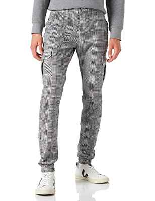 Urban Classics Aop Glencheck Cargo Jog Pants, Pantalones, para Hombre, Multicolor (White/Black 01248), 52 (Talla del fabricante: Medium)