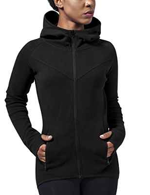 Urban Classics Ladies Athletic Interlock Zip Hoody Sudadera, Negro (Black 7), M para Mujer