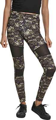 Urban Classics, Ladies Camo Tech Mesh Leggings, con Malla Transparente, Material Opaco - Pantalones Deportivos, Color: rosa camo, Tallas: S