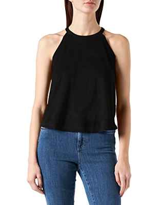 Urban Classics Ladies Peached Rib Neckholder Tank Camiseta Deportiva de Tirantes, Negro (Black 00007), L para Mujer