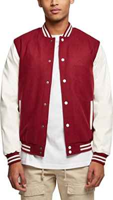 Urban Classics Oldschool College Jacket Chaqueta, Ruby, L de los Hombres