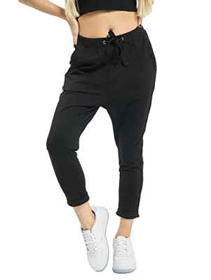 Urban Classics Pantalones para Mujer Open Edge Terry Turn Up Deportivos, Negro (Black 00007), S