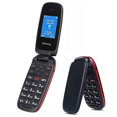 USHINING 2G Teléfonos Móviles para Mayores Basicos Simple para Ancianos con Doble SIM y SOS Botón, Fácil de Usar Celular Seniors - Negro