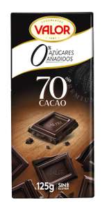Valor - Chocolate Negro 70%. 0% Azúcares añadidos y Sin Gluten. Tableta de Chocolate Negro Intenso Edulcorado con Stevia. 125 Gramos
