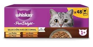 Value: Whiskas Pure Delight Comida Húmeda para Gatos Adultos Selección Aves en Gelatina Multipack (4 x 12 bolsitas x 85g)