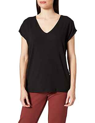 Vero Moda Camiseta Vmava SS con Cuello de Pico VMA Noos, Black, M para Mujer