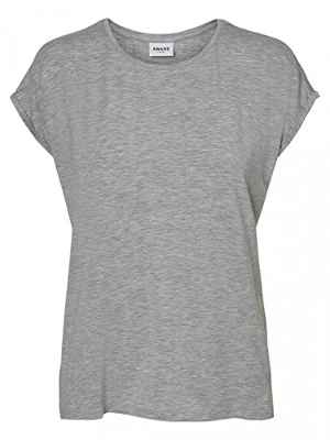 Vero Moda Vmava Plain SS Top Ga Noos Camiseta, Gris (Light Grey Melange Light Grey Melange), 40 (Talla del Fabricante: Medium) para Mujer