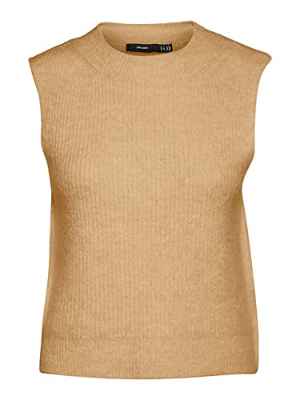 Vero Moda VMOLINA SL O-Neck Vest Noos Chaqueta, Tan/Detalle: Melange, XL para Mujer