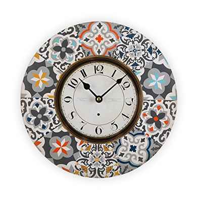 Versa Alfama Reloj de Pared Silencioso Decorativo para la Cocina, el Salón, el Comedor o la Habitación, Estilo Portugués, Medidas (Al x L x An) 29 x 4 x 29 cm, Madera, Color Gris