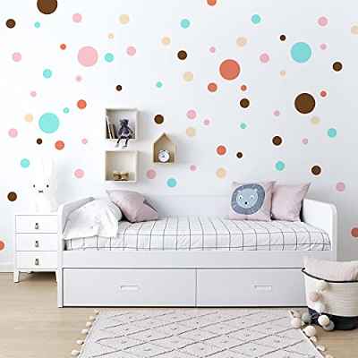 VIPOL vinilo decorativo Serie juvenil de círculos adhesivos, para componer un mural en la pared con pegatinas 72 piezas de colores en diferentes tamaños (MACARONS)
