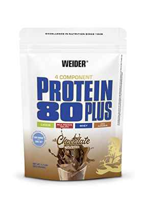 Weider Protein 80 Plus, Proteina de suero de suero de leche, Sabor Chocolate, 500 gr