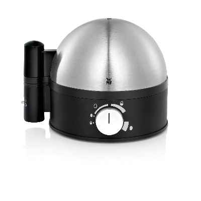 WMF Stelio Hervidor 380 W de hasta 7 huevos, señal acústica para detener cocción graduable, acabados de acero inoxidable de Cromargan mate, libre de BPA