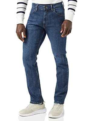 Wrangler Authentic Regular Jeans, Blue Dark Stone, 34W/32L para Hombre