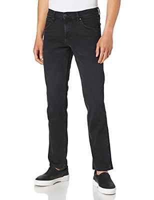 Wrangler Greensboro Jeans Straight High, Black Crow, 36W/30L para Hombre