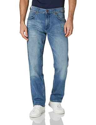 Wrangler Greensboro Jeans Straight High, Blue Fever, 38W/30L para Hombre