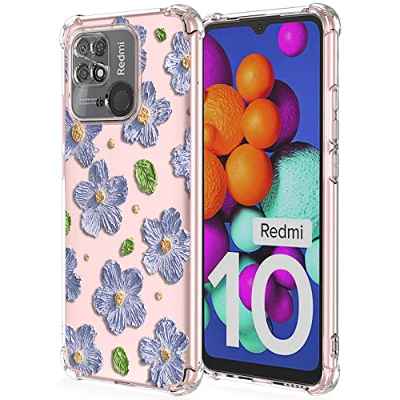 XINYEXIN Funda para Xiaomi Redmi 10C, Funda Transparente con Motivo Flores, Ultrafino Chica Dama Carcasa TPU Prueba de Golpes Bumper Case Cover - Violet