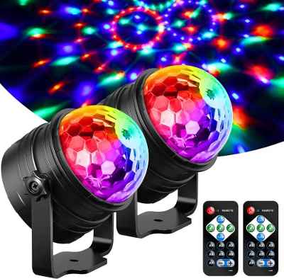 YAZEKY Luces Discoteca Para Casa, Sonido Activado con Mando a Distancia, Bola de Discoteca 7 RGB Colorear 3 Modos, Luz Discoteca, Luces Fiesta Para Casa, KTV, DJ, Fiesta, Bar, etc