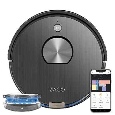 ZACO Robot aspirador y fregasuelos A10 WiFi, Alexa, Google, App, Aspiradora y fregadora 3en1 inteligente, navegación 3D Laser 360° mapeo, para suelos madera, parquet, alfombras, pelos de mascotas