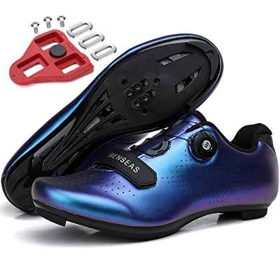 Zapatillas de Bicicleta de Montaña Antideslizantes para Hombre Mujer Zapatillas de Ciclismo MTB Transpirables Exterior Carretera ((Azul,46 EU)