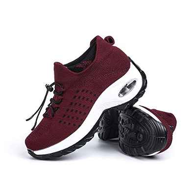 Zapatillas Deportivas de Mujer Zapatos Running Fitness Gym Outdoor Sneaker Casual Mesh Transpirable Comodas Calzado Rojo Talla 38