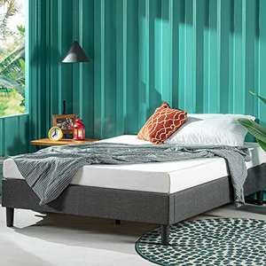 ZINUS Curtis Estructura de cama tapizada de 35 cm, Base para colchón, Soporte de láminas de madera, Montaje sencillo, 150 x 190 cm, Gris